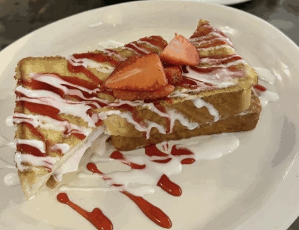 Stuffed french toast with strawberries and cream
